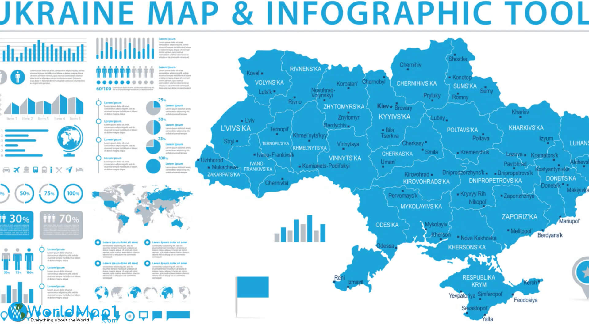 Carte et infographie de l'Ukraine